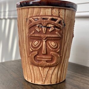 Vintage Tiki Mug w/ 3 faces,Tonga Room Fairmont Hotel San Francisco, brown,4.5”